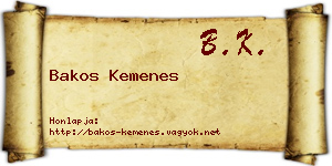 Bakos Kemenes névjegykártya